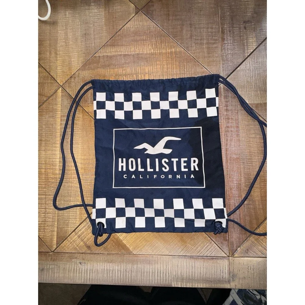 Navy blue Hollister California drawstring cinch bag
